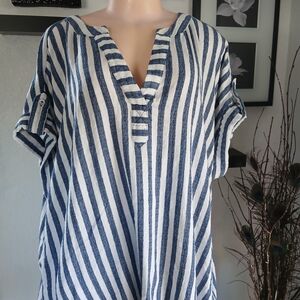 Jane and Delancey Blue and White Striped Blouse